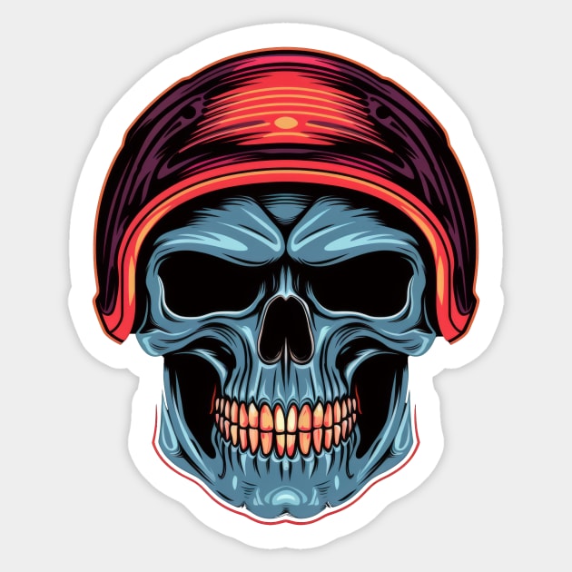 Blue Skull with Red Helmet Sticker by Merchgard